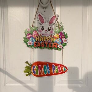 Happy Easter Carrot Patch Door Hanger - Pink, Orange, Green
